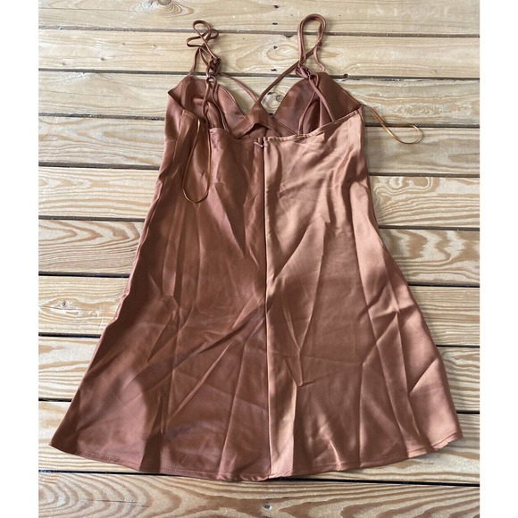NWT Urban Outfitters Silky Bustier Tank Dress Size Medium Rust Brown MSRP $49 - Picture 2 of 8